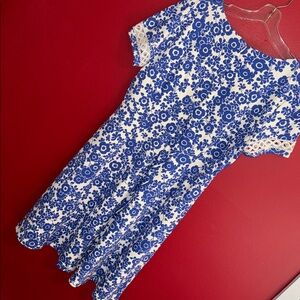 NWT Talbots Cotton Floral Blue & White Short Sleeve Dress XL